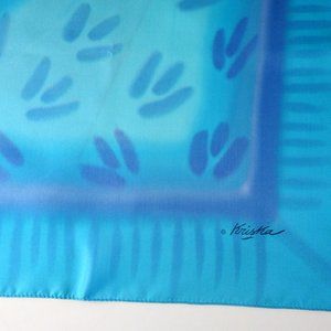 Kriska Square Silk Scarf Hand Painted in the USA Turquoise